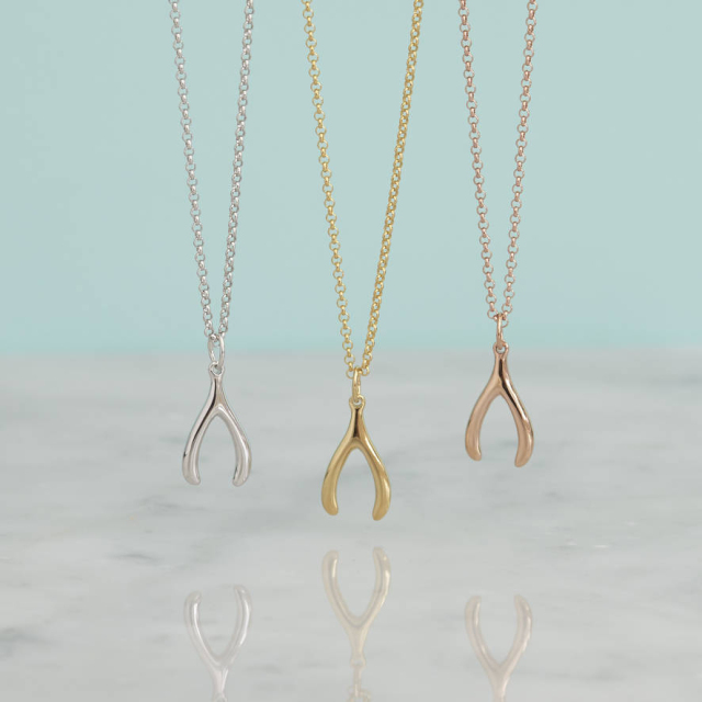Sterling Silver Wishbone Lucky Necklace for Women