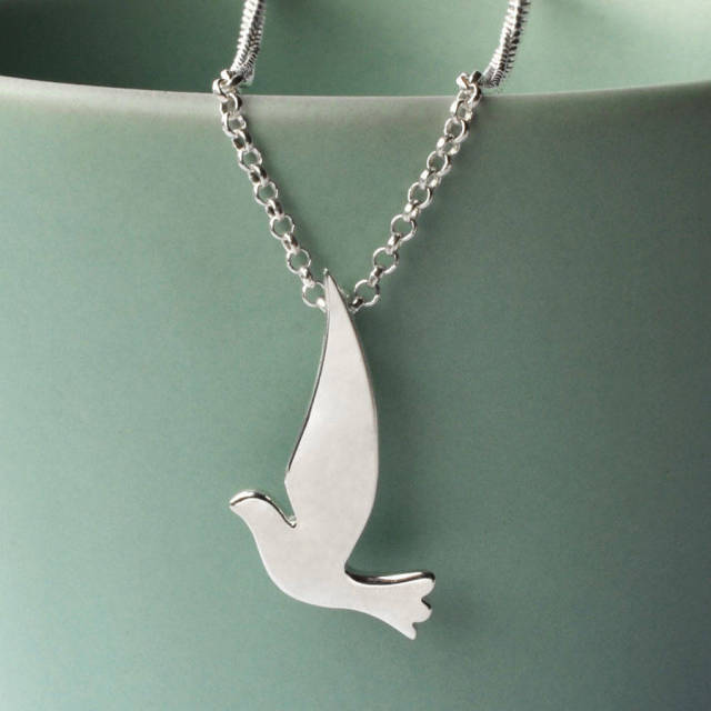 925 Sterling Silver Dove Pendant Necklace