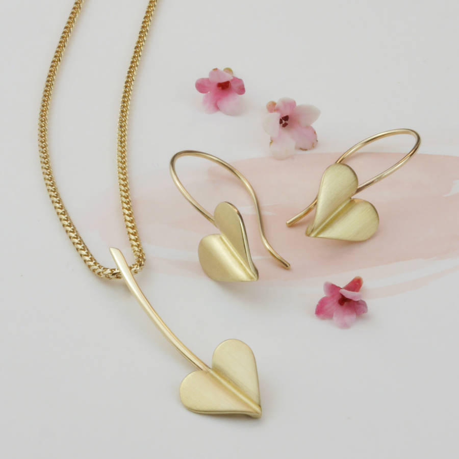 Sterling Silver Love Grows 14K Yellow Gold Heart Pendant Necklace