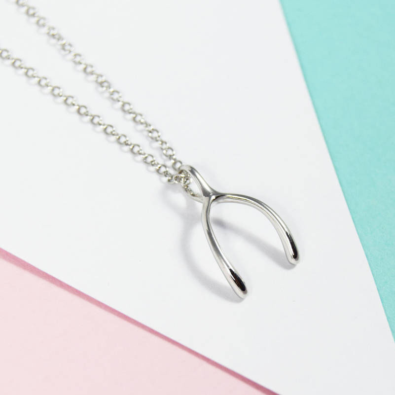 Sterling Silver Wishbone Lucky Necklace