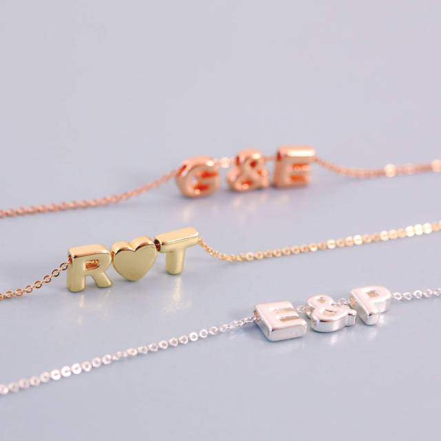 Triple Mini Letter Necklace in 925 Sterling Silver