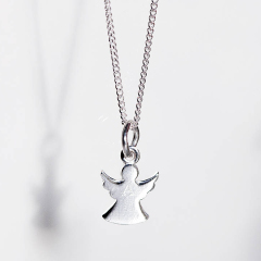 Landou Jewelry Sterling Silver Girl's Angel Initial Necklace