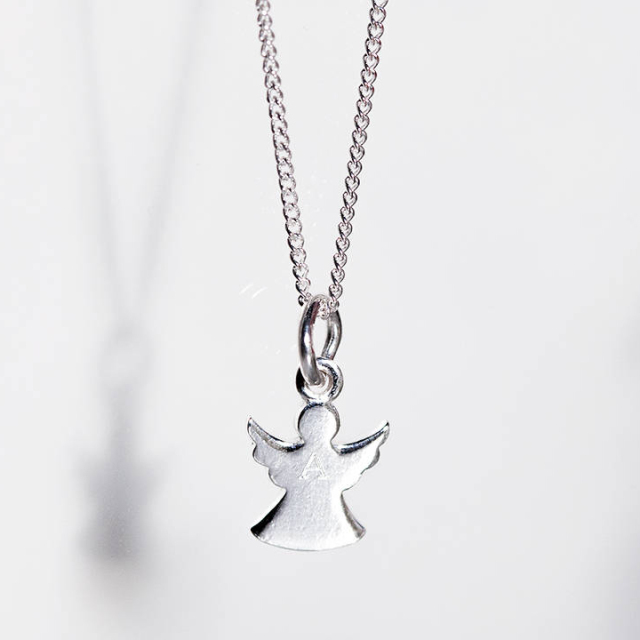 Landou Jewelry Sterling Silver Girl's Angel Initial Necklace