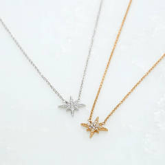 Fashionable Sterling Silver Pave Set CZ Starburst Necklace