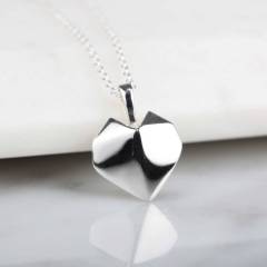 Stunning 925 Sterling Silver Origami Heart Pendant Necklace