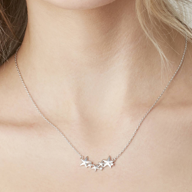 Landou Jewelry 925 Sterling Silver Multi Star Necklace