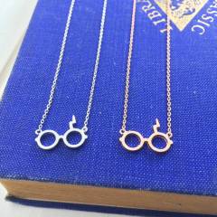 925 Sterling Silver Wizard Glasses Necklace