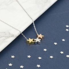 Trio Plated Sterling Silver Trio Star in Gold, Rose and Silver