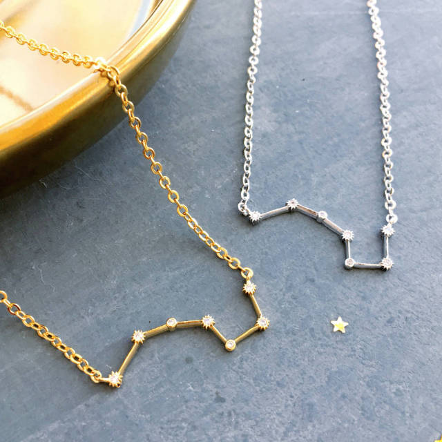 Delicate Sterling Silver Cubic Zirconia Constellation Star Necklace