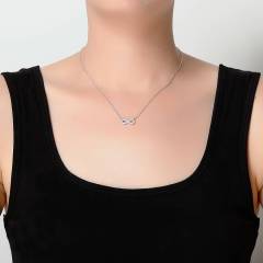 Small Infinity Necklace CZ 925 Silver Yellow Ros Gold