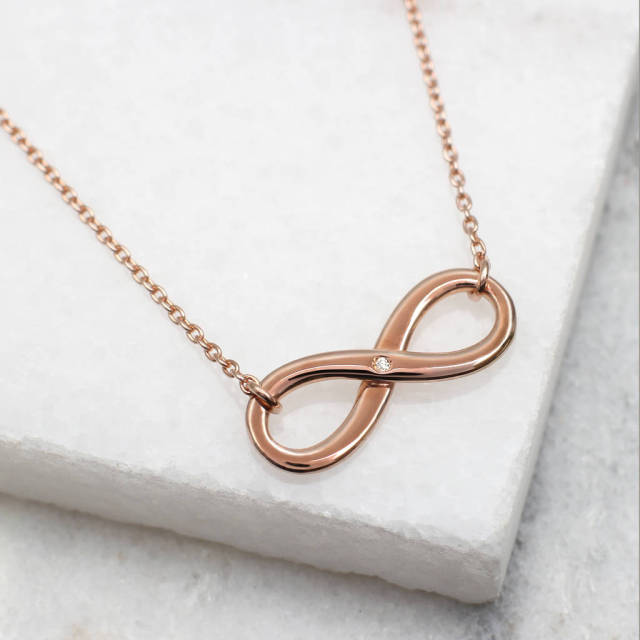China Factory Sterling Silver Solitaire CZ Infinity Necklace