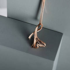 Sterling Silver Rose Gold Ginkgo Leaf Necklace Landou Jewelry
