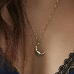 Landou Jewelry 925 Sterling Silver Moon Necklace Silver, Gold or Rose