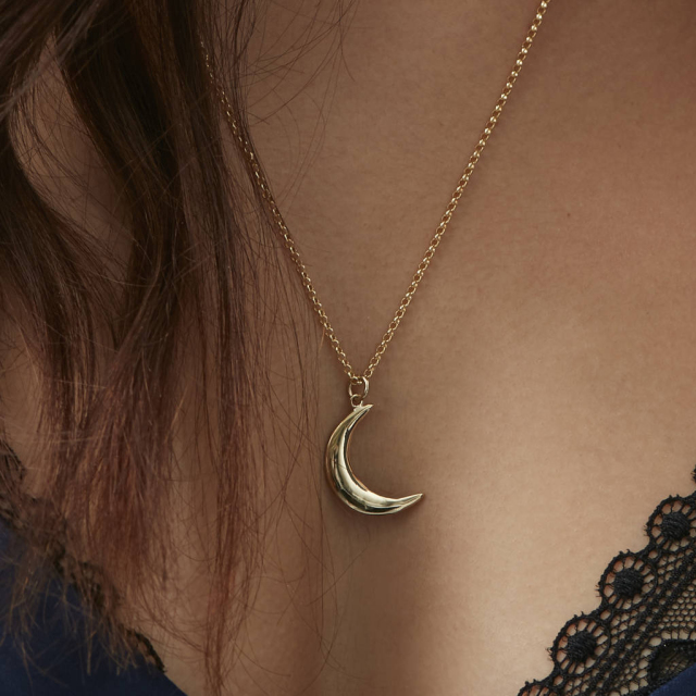 Landou Jewelry 925 Sterling Silver Moon Necklace Silver, Gold or Rose