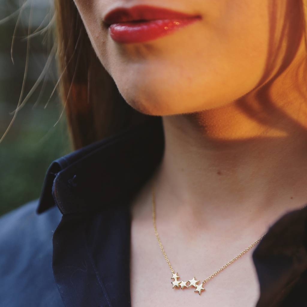 Plain Five Star Necklace Sterling Silver Rose Gold