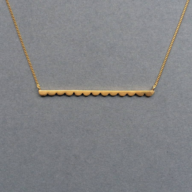 Sterling Silver Scalloped Bar Necklace