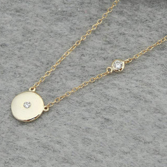 Women Jewelry Sterling Silver Cubic Zirconia Disc Necklace for Gift