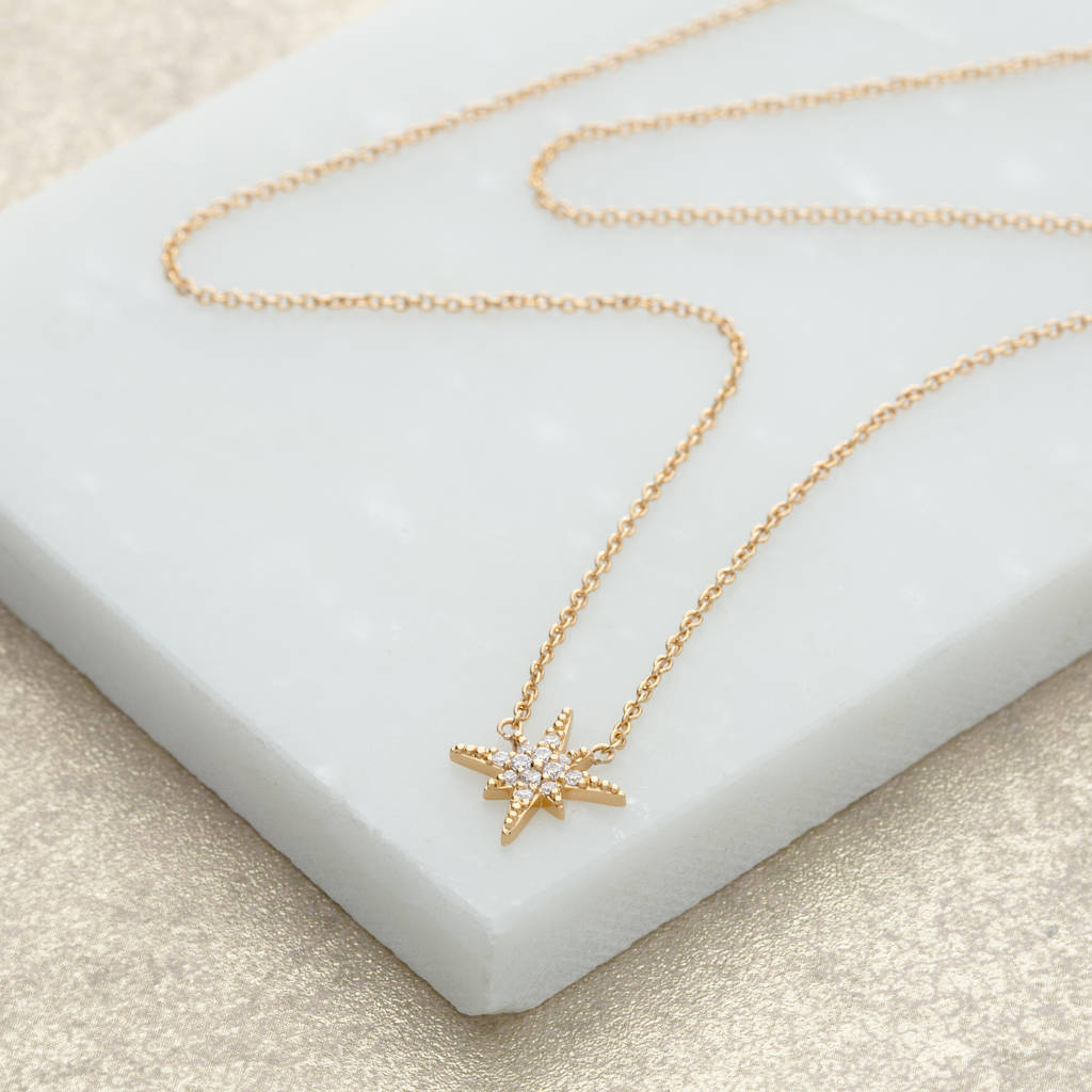 Fashionable Sterling Silver Pave Set CZ Starburst Necklace