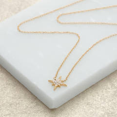 Fashionable Sterling Silver Pave Set CZ Starburst Necklace