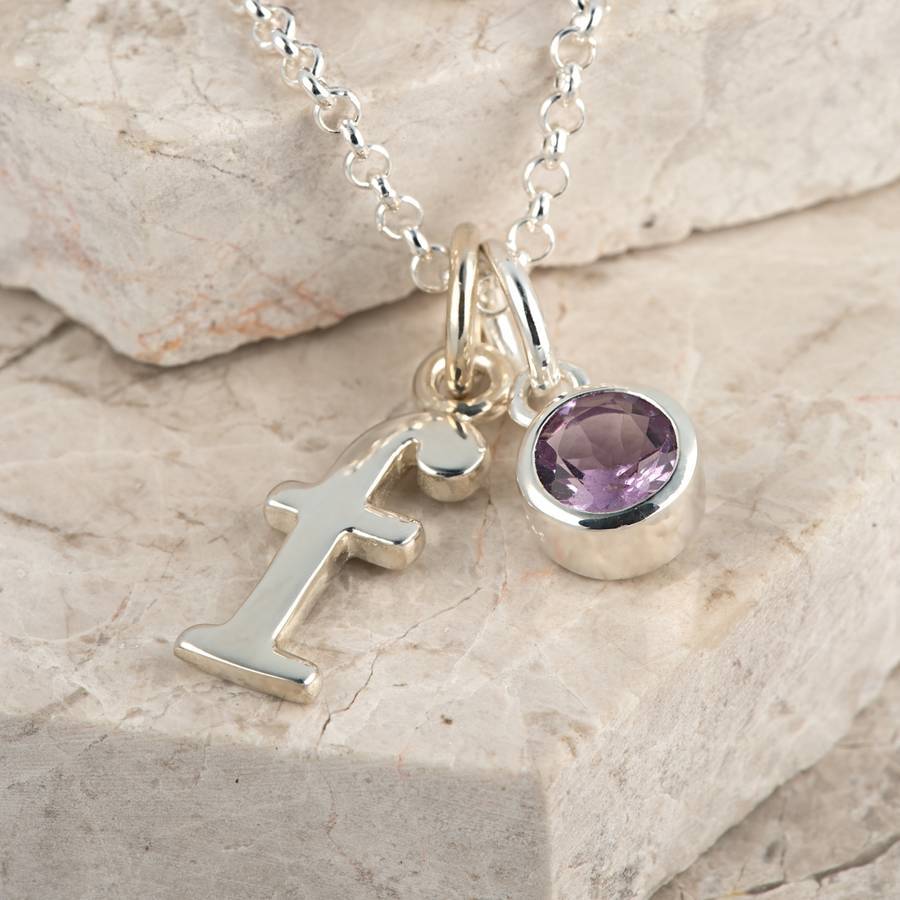 Sterling Silver Solitaire Amethyst Necklace, February Birthstone