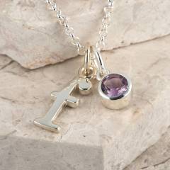 Sterling Silver Solitaire Amethyst Necklace, February Birthstone