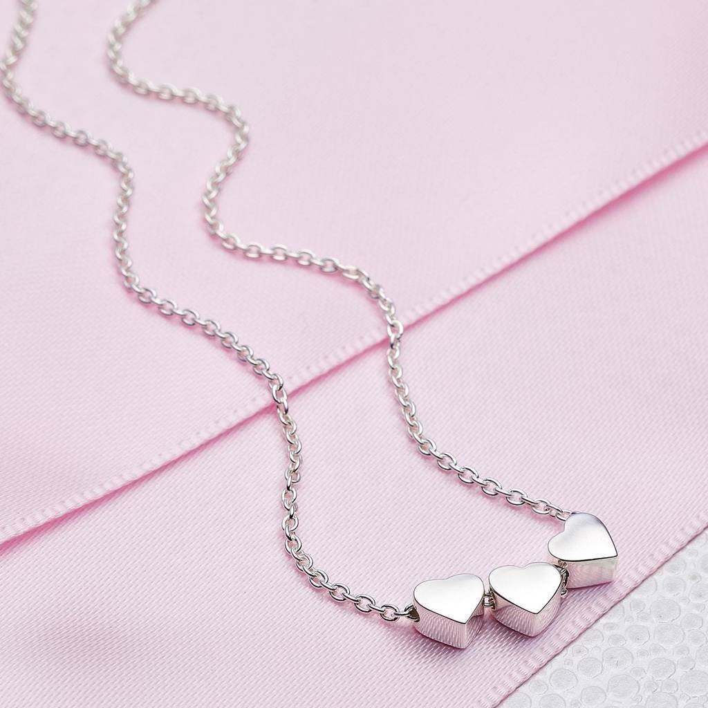 Sterling Silver Trio Dream Heart Necklace for Girlfriend