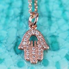 Sterling Silver Cubic Zirconia Hamsa Hand Necklace