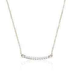 Gold or Silver Cubic Zirconia Style Pave Bar Necklace in 925 Silver