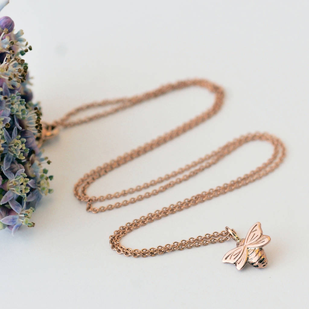 Insect Jewelry Sterling Silver Dainty Gold Bee Necklace