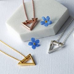 Triangle Geo Necklace in Silver Gold or Rose Gold