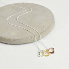 Trio Plated Sterling Silver Trio of Heart Necklace for Best Friends