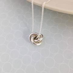 Eternity Solid Silver Large Friendship Knot Pendant Necklace