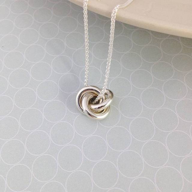 Eternity Solid Silver Large Friendship Knot Pendant Necklace