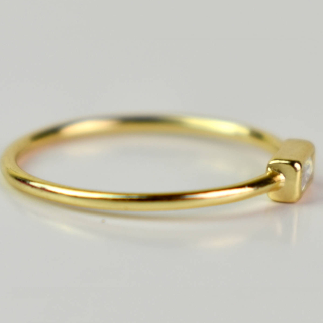 Dainty Baguette Cubic Zirconia Engagement Ring in Sterling Silver