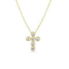 Dainty Sterling Silver Cubic Zirconia Mini Cross Necklace