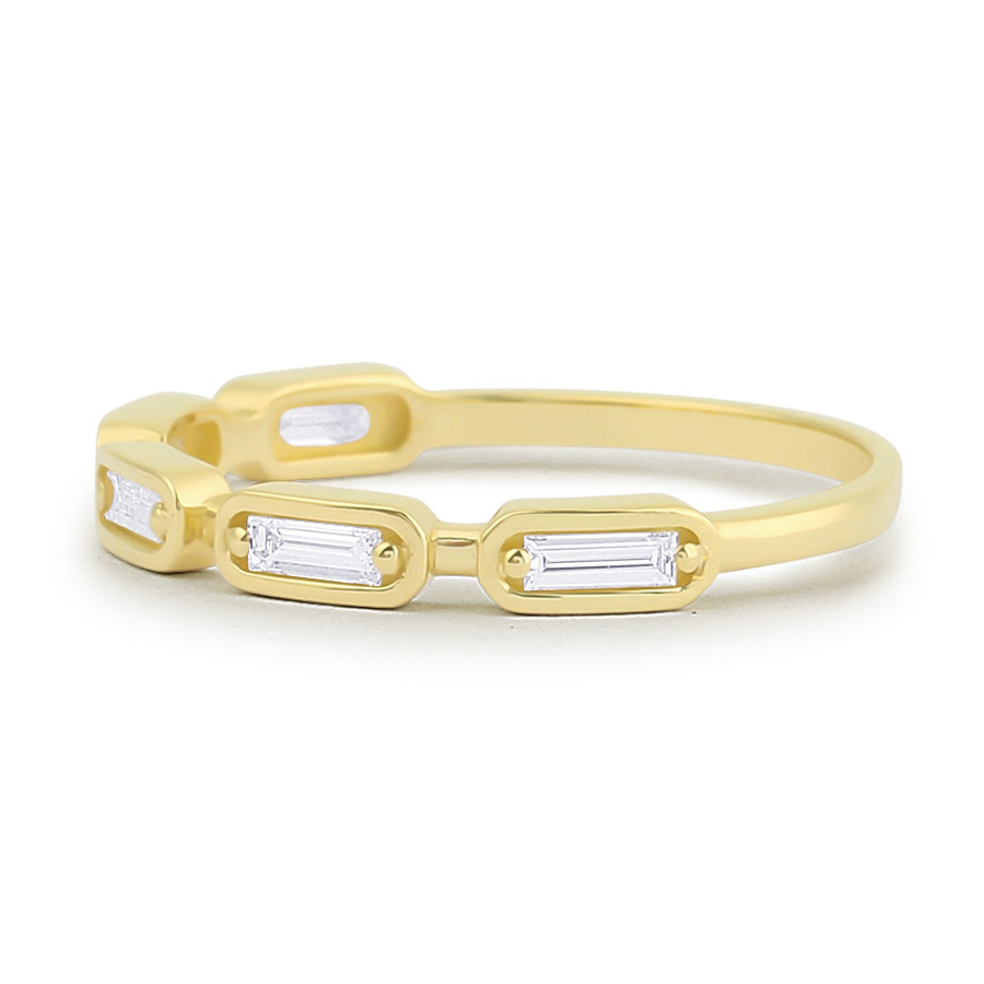 Sterling Silver Baguette Cubic Zirconia Half Eternity Wedding Ring