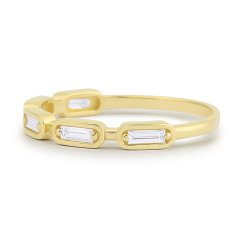 Sterling Silver Baguette Cubic Zirconia Half Eternity Wedding Ring