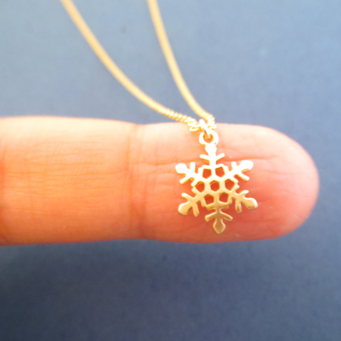 Christmas Jewelry Sterling Silver 14K Gold Frozen Snowflake Necklace