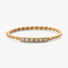 Dainty Sterling Silver Micro Pave Twisted Stacking Wedding Band Ring