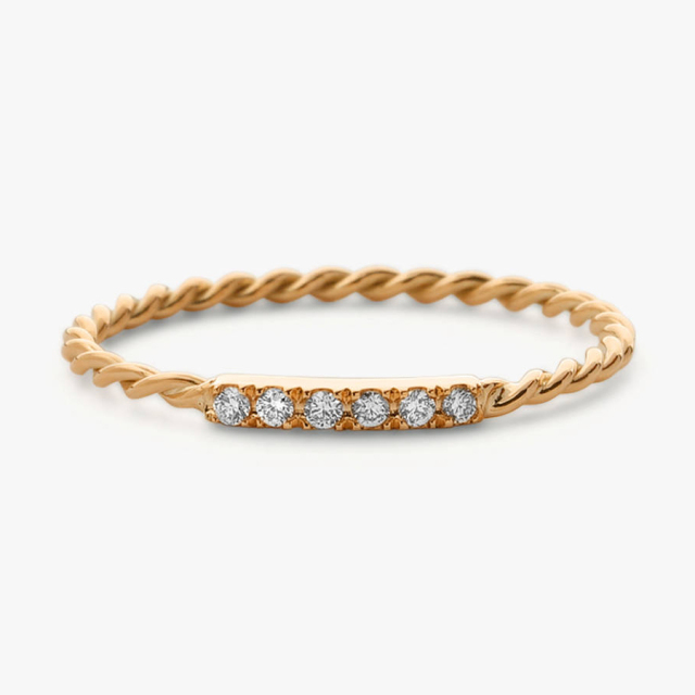 Dainty Sterling Silver Micro Pave Twisted Stacking Wedding Band Ring