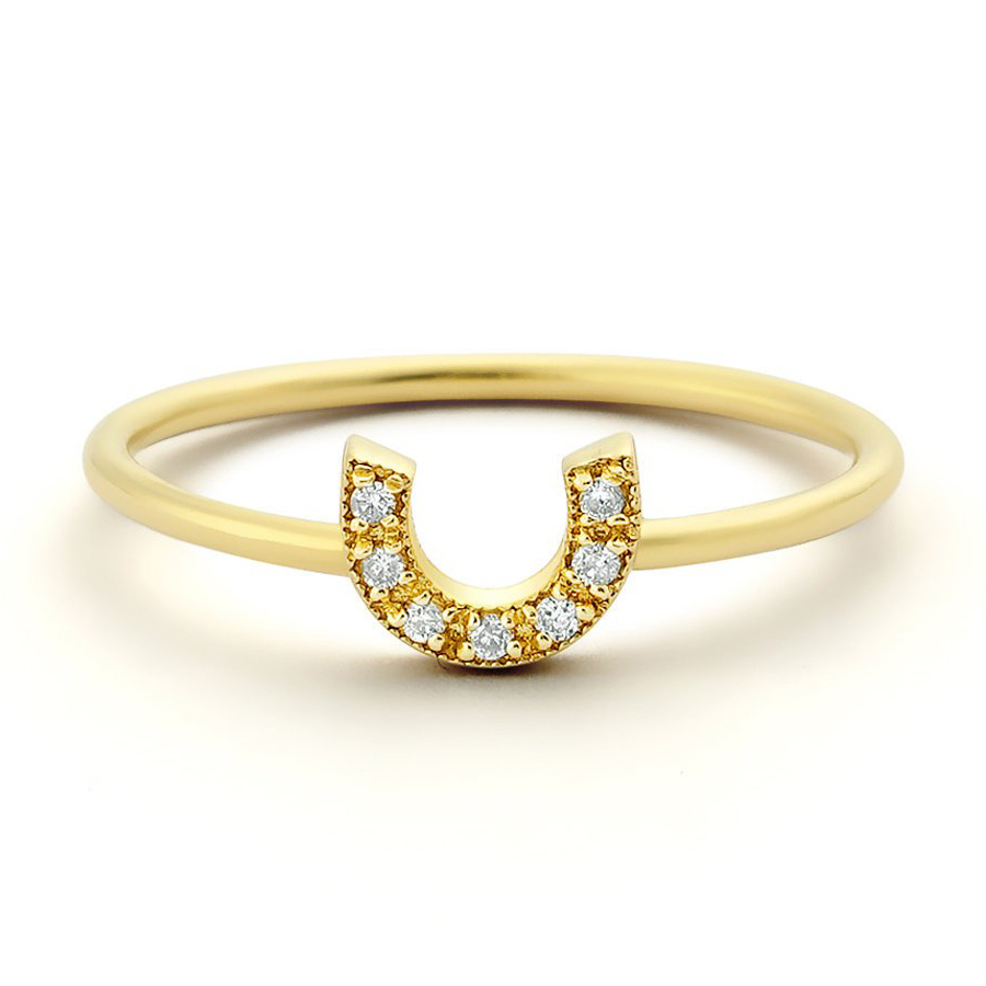 Sterling Silver Cubic Zirconia Horseshoe Good Luck Stackable Ring
