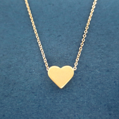 Cute Sterling Silver 14K Yellow Gold Love Heart Necklace for Valentine's Day