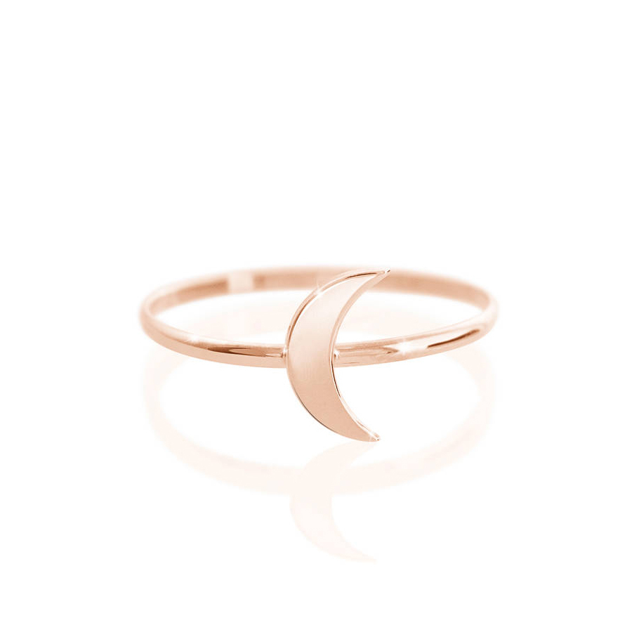 Dainty Sterling Silver 14K Gold Minimalist Crescent Half Moon Ring