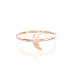 Dainty Sterling Silver 14K Gold Minimalist Crescent Half Moon Ring