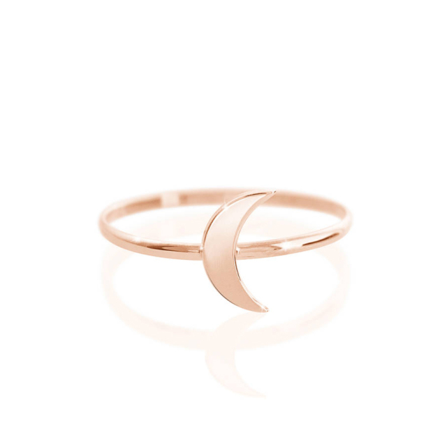 Dainty Sterling Silver 14K Gold Minimalist Crescent Half Moon Ring