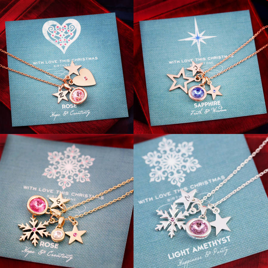 Design Your Own Christmas Birthstone Charm Necklace in 925 Silver