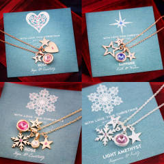 Design Your Own Christmas Birthstone Charm Necklace in 925 Silver
