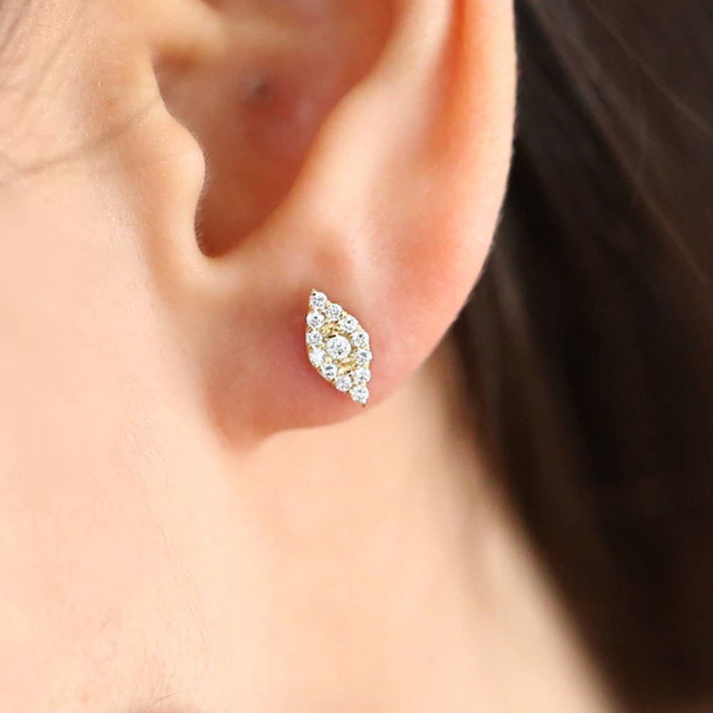 Sterling Silver Cubic Zirconia Evil Eye Stud Earrings