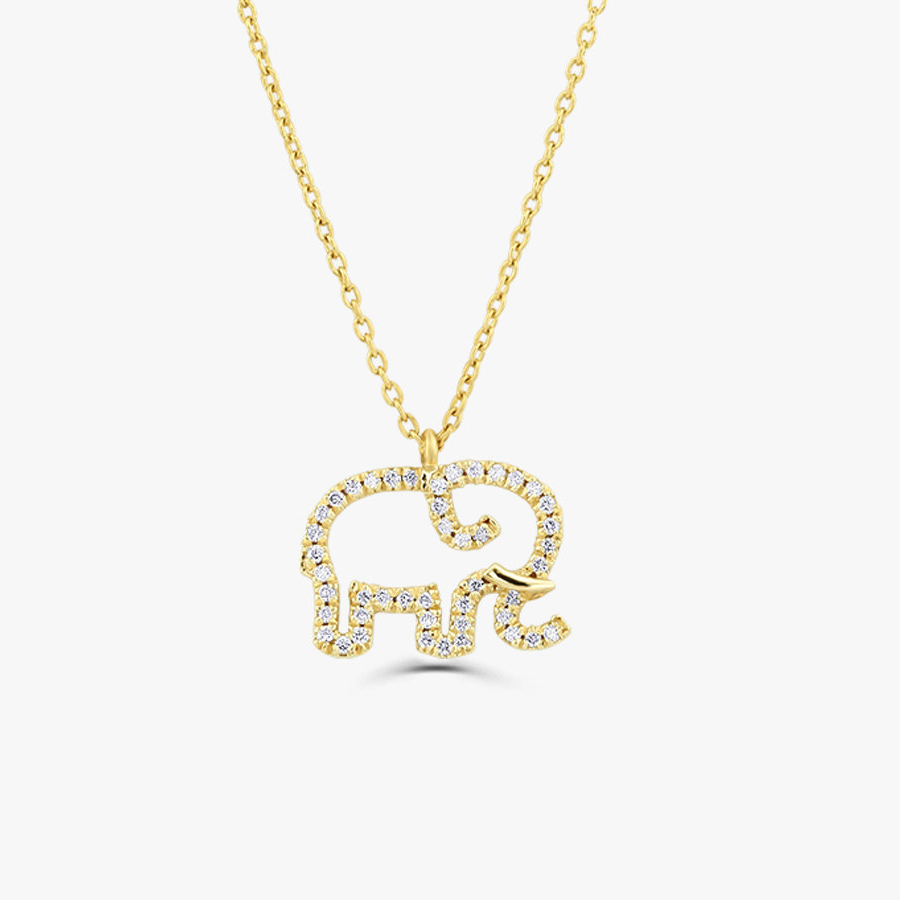 Animal Necklace Sterling Silver CZ Baby Elephant Lucky Charm Necklace