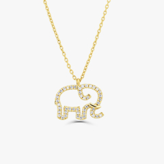 Animal Necklace Sterling Silver CZ Baby Elephant Lucky Charm Necklace